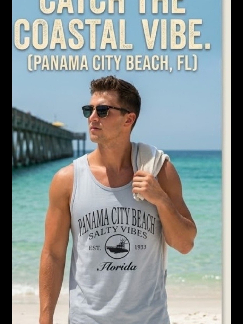 Mens XL, Panama City Beach Salty Vibes Tank Top